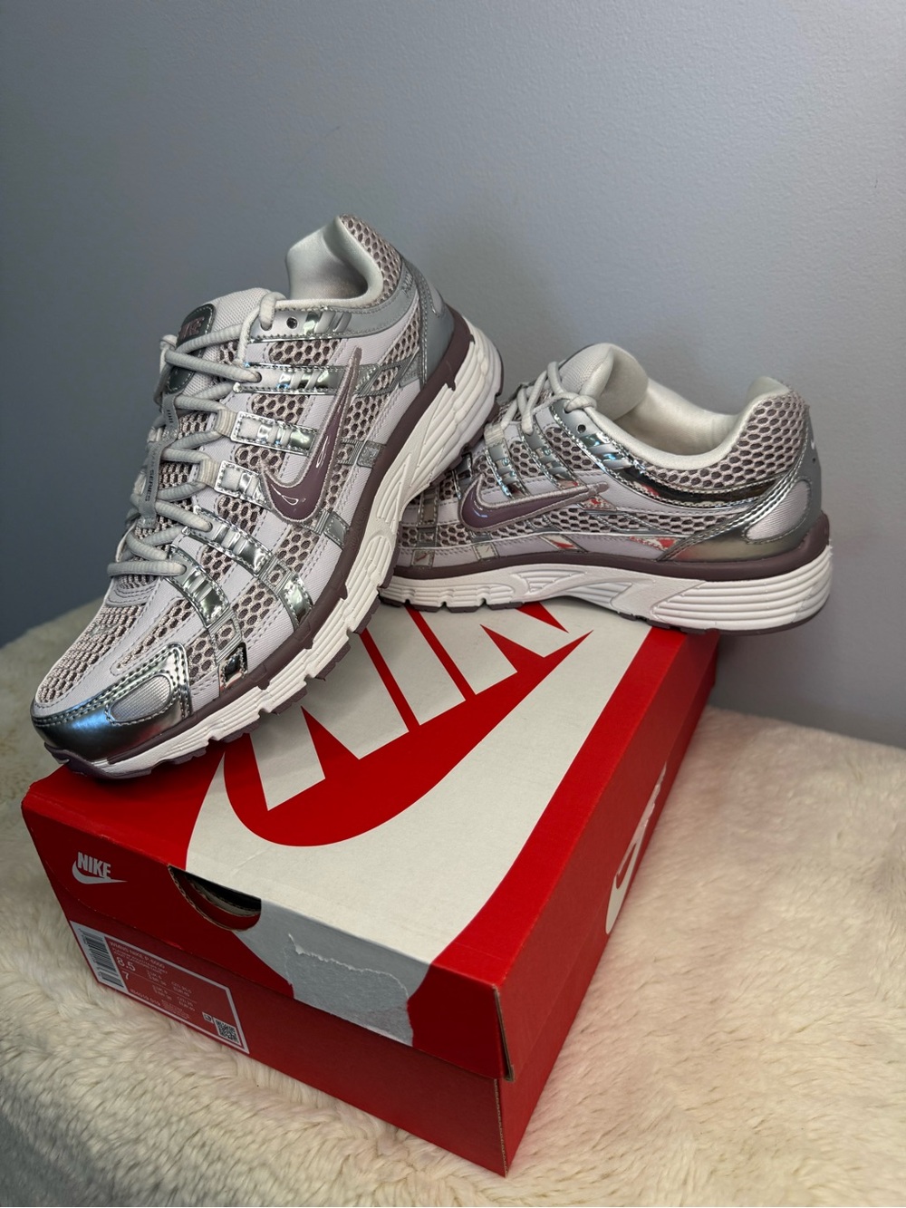 Nike P-6000 Women Low Top Lace Up Sneakers Platinum Violet/Taupe Gray IB4019-019